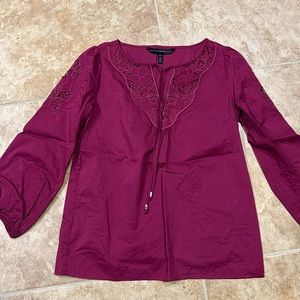 NWOT WHBM Fuchsia Embroidered Top